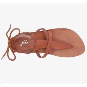 NWOT Free People Brown Leather Ankle Wrap Sandals Women Size 6 Gladiator